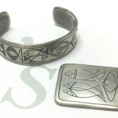 Pewter brooch and bangle , postage category A