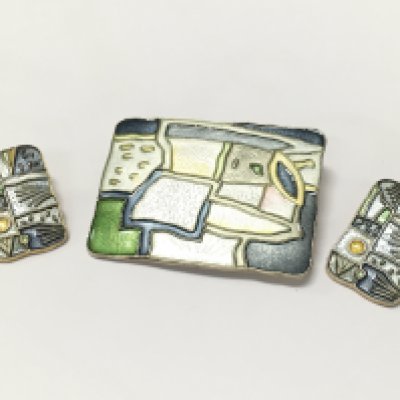 David Anderson silver Norwegian brooch and pair of earrings , postage category A