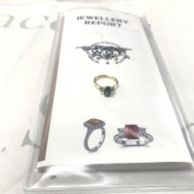 Certificated 18ct yellow gold green tourmaline and RBC diamond 3-stone ring. Octagonal step-cut tourmaline 1.33ct. Diamonds 0.58ct. Cert no. WGI9634162214