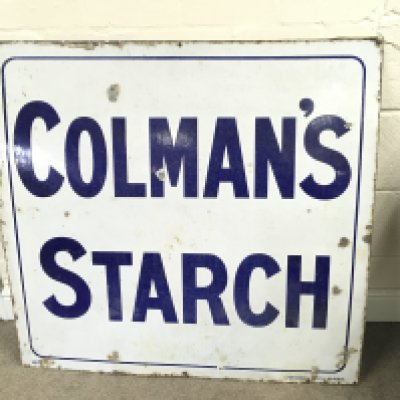 A colmans starch enamel advertising sign. 38 x 37 inches