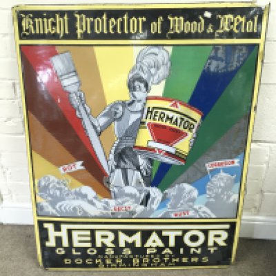ENAMEL SIGN OF HERMATOR PAINTS 29 x 38 inches approximately