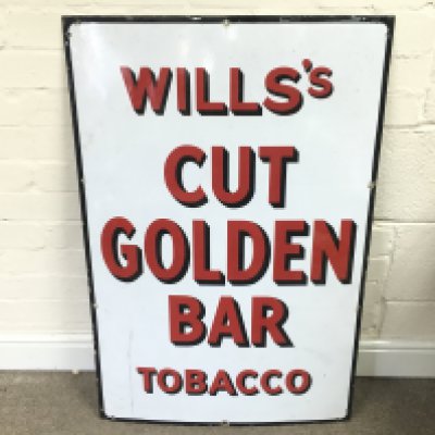 Wills Cut Golden Bar enamel sign 36 x 24 inches