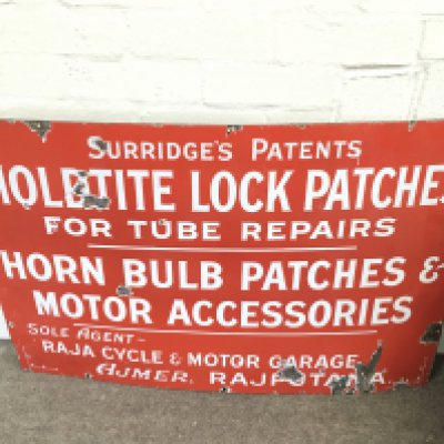 A vintage enamel sign for surridges patents. 36 x 24 inches approximately