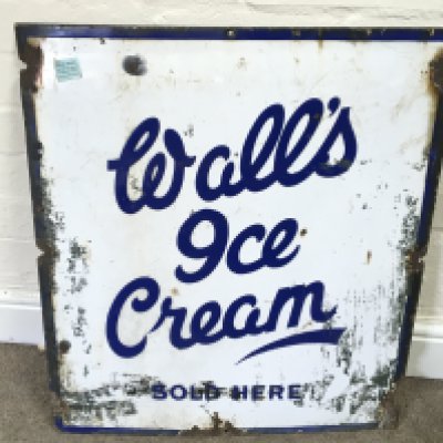 A walls ice cream sold here sign. 21 x 24 inches approximately