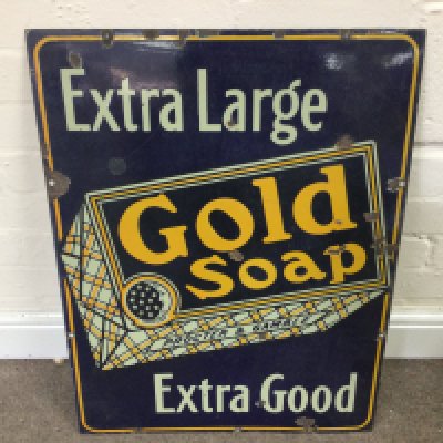 Gold soap enamel advertising sign. 20 x 26 inches