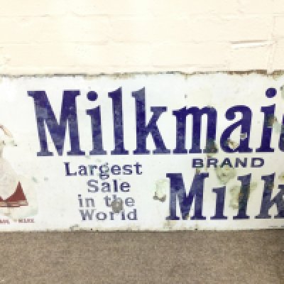 Enamel sign - Milkmaid Brand Milk 24 x 48 inches approximately