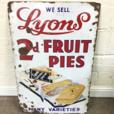 Lyons 2d Fruit Pies Enamel Sign 22 x 35 inches approximately