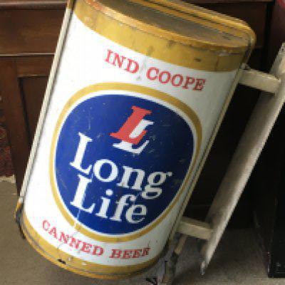 Ind Coope Long Life Canned Beer vintage 3D advertising sign . 60cm tall, 51cm wide including mount. This lot cannot be posted