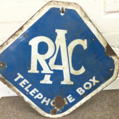 RAC TELEPHONE BOX ENAMEL SIGN 22.5 x 22.5 approximately