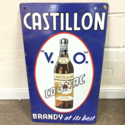 Antique Castillon V.O. Cognac Sign 17 x 30 inches approximately