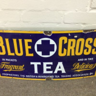Blue Cross' Tea Enamel Sign 28 x 15 inches approximately
