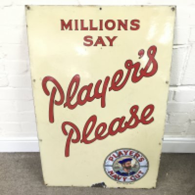 Millions Say Players Please Cigarette Enamel Sign 22.5 x 34.5 inches approximately