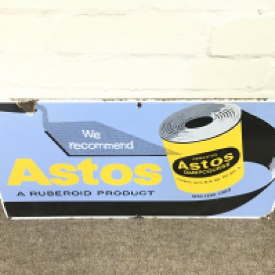 vintage enamel sign for Astos Dampcourse. 24 x 12 inches approximately