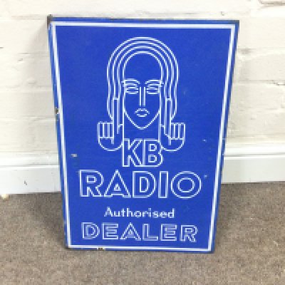 KB Radio Authorised Dealer Double Sided Enamel Advertising Sign 19.5 x 13 inches approximately