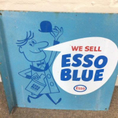 ESSO BLUE DOUBLE SIDED FLANGED SIGN 18 x 18 inches approximately