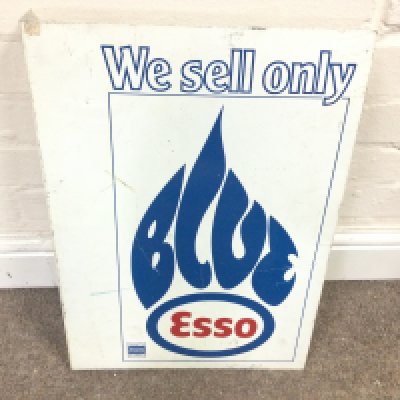 Vintage Esso Blue Sign Advertising Petrol Oil Old Double Sided 14 x 20 inches approximately