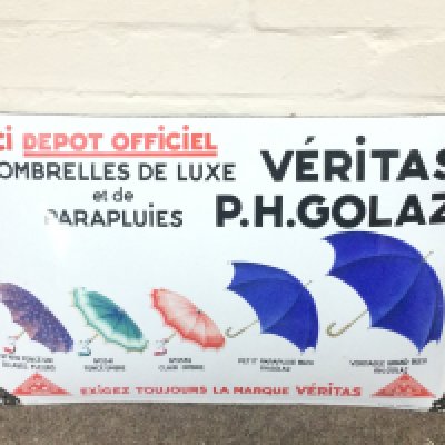GOLAZ Luxury Umbrellas and Umbrellas Enamel sign. 19.5 x 13 inches approximately