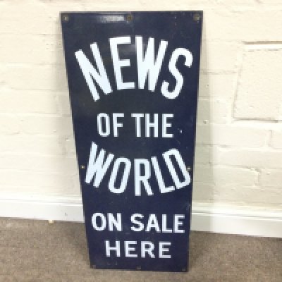 News Of The World Enamel Sign 12 x 30 inches
