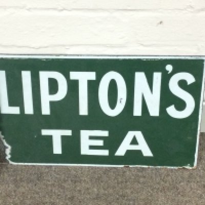Lipton's Tea, a double sided flanged enamel advertising sign 15 x 9 inches approximately
