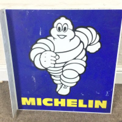 Metal Michelin flanged double sided sign 18 x 19 inches approximately