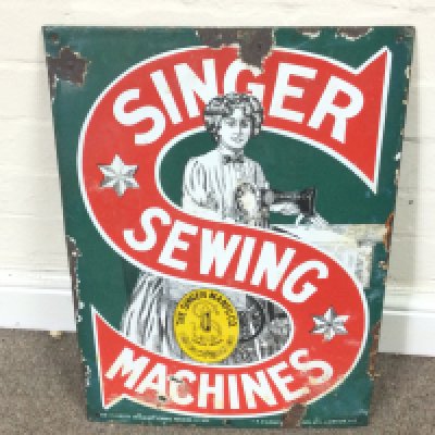 Singer Sewing Machines Kettering Enamel sign 15 x 21 inches approximately