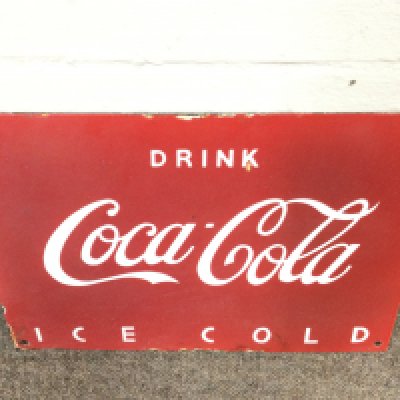 DRINK COCA COLA ICE COLD ENAMEL SIGN 16 x 11 inches approximately