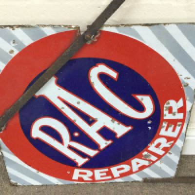 A Double sided 'RAC repairer' enamel sign 20 x 20 inches approximately