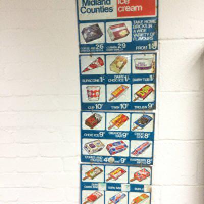 Midland counties ice cream tin signs.