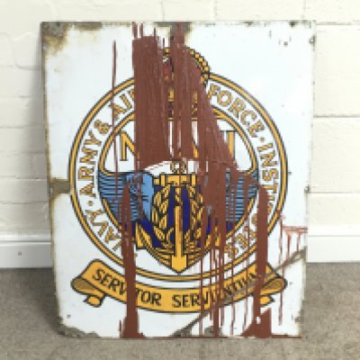 WW2 British NAAFI Canteen Enamel Sign 24 x 30 approximately