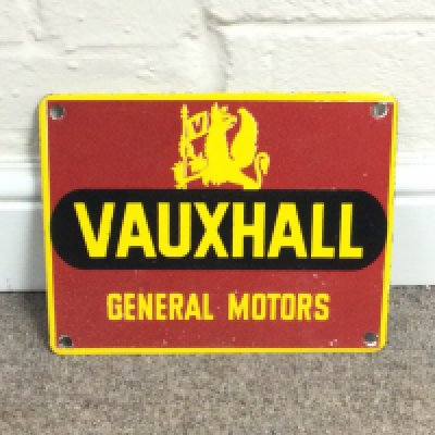 A Vauxhall General Motors enamel sign. 10 x 8 inches approximately
