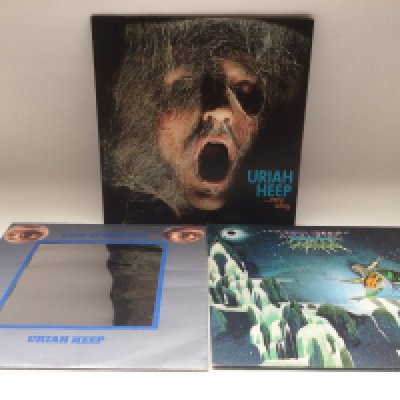 Three Uriah Heep LPs comprising 'Very Eavy Very Umble' (Bronze label reissue), 'Look At Yourself' and 'Demons And Wizards'.