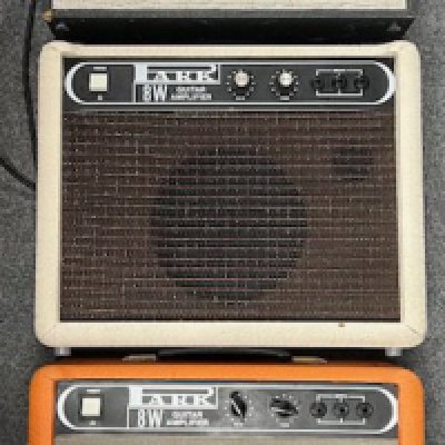 3 x Early 1970's Park by Marshall 8 watt practice amps. Orange and White tolex and and basket weave grill cloth mark these out as collectable early 70's Marshall Bran Park era amplifiers. All original. All tested and working.