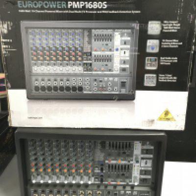 A Europower PMP 1680S 10 channel 1600W powered mixer, a GX studiomaster speaker cabinet and one other (3).