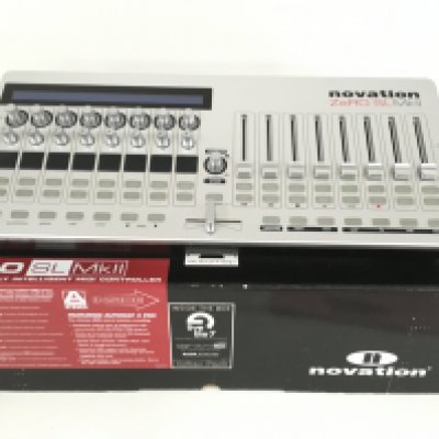 A boxed Novation Zero SL MKII midi controller and a boxed Focusrite Saffire Pro 24 DSP audio interface, a DBX 163X compressor/limiter and a pair of Sennheiser headphones (4).