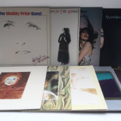 Nine female folk singer LPs by Maddy Prior, Dory Previn and June Tabor.