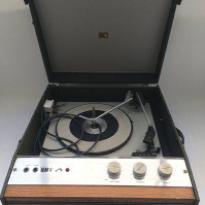 Two vintage portable record players comprising an HMV 2038 and a Bush SRP58 (2).
