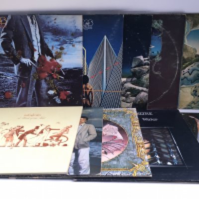 Ten prog rock LPs by various artists including Yes, Genesis and others.