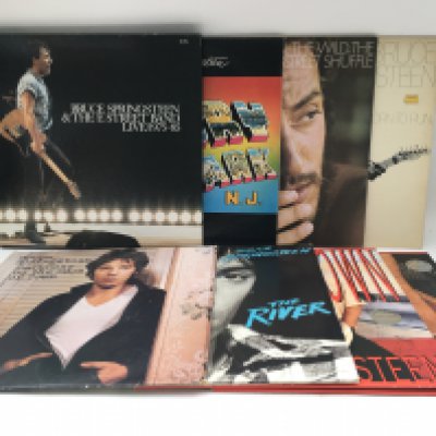 Eight Bruce Springsteen LPs comprising a 5LP 'Live 1975-85', 'The River', 'Born To Run' and others.