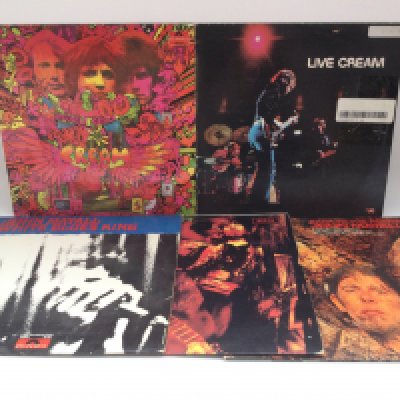 Five blues rock LPs by John Mayall and Cream comprising 'Disraeli Gears', 'Bare Wires' and others. Includes some foreign pressings.