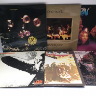 Six rock LPs comprising early pressings by Deep Purple, Led Zeppelin (not red/plum Atlantic labels) and a reissue of the self titled debut by Black Sabbath.