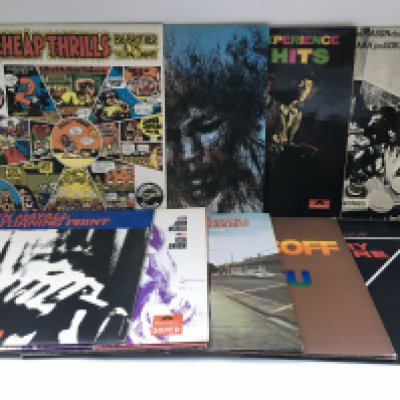 Nine blues rock LPs by various artists including Jimi Hendrix, John Mayall, Big Brother & The Holding Company and others.