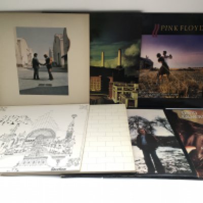 Seven Pink Floyd and related LPs comprising 'Wish You Were Here', 'The Wall', 'About Face' and others.