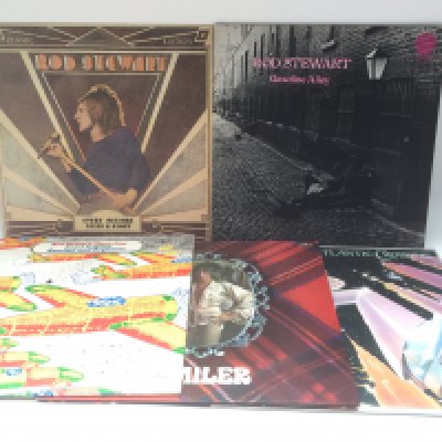 Five Rod Stewart and related LPs comprising 'Gasoline Alley', 'Coast To Coast' and others.