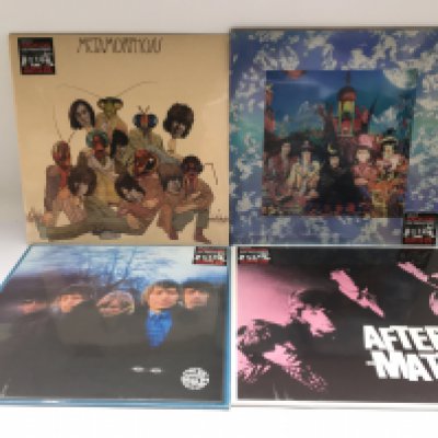 Four sealed and mint LPs by The Rolling Stones comprising remastered pressings of 'Between The Buttons', 'Their Satanic Majesties Request', 'Aftermath' and 'Metamorphosis'.