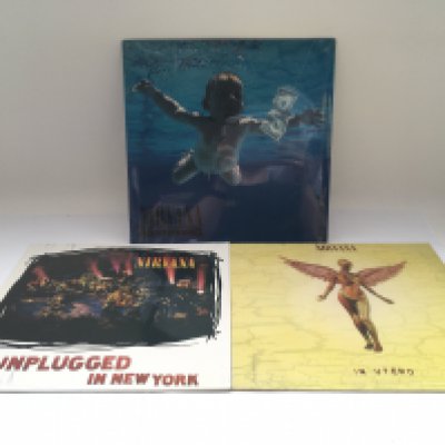 Three sealed and mint Nirvana LPs comprising 'Nevermind', 'In Utero' and 'Unplugged In New York'.