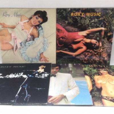 Five Roxy Music and related LPs comprising 'For Your Pleasure', 'Stranded' and others.