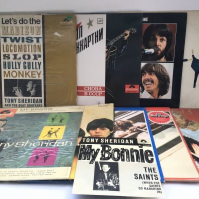 Ten Beatles and related LPs comprising some foreign pressings plus a Tony Sheridan 7" single.
