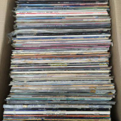 Three boxes of LPs by various artists including Cream, Eagles, Genesis and others.