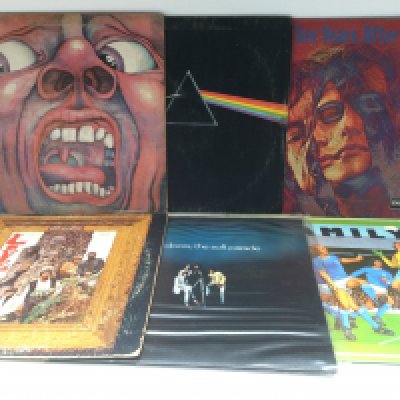 Six psych rock LPs by various artists including King Crimson, The Doors, Pink Floyd and others. Some feelable scratches.