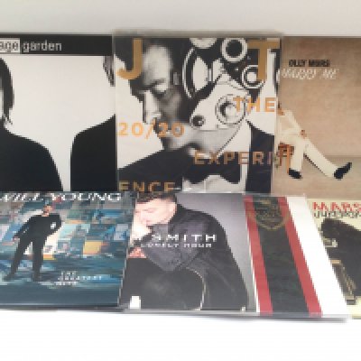Seven LPs by various artists including Justin Timberlake, Olly Murs, Bruno Mars and others.